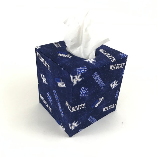Tissue Box Cover Made With University of Kentucky Wildcats Fabric