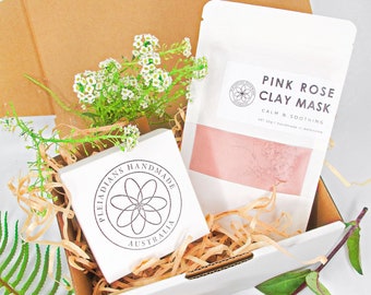 Pink Rose Facial Care Set With Clay Mask and Handmade Soap