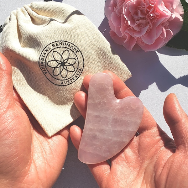 Rose Quartz Gua Sha Massage Tool, Scraper Board For Face and Body