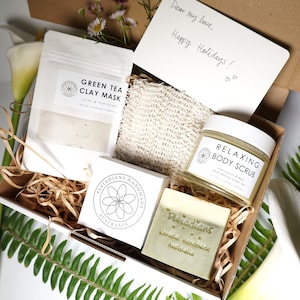 Organic Self Care Package For Pamper Her Birthday Thinking Of You Housewarming Gift Box With Body Scrub Handmade Soap Clay Mask
