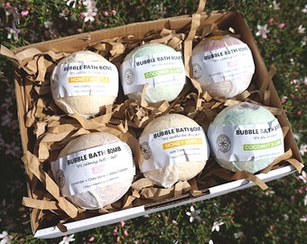 Bubble Bath Bomb Set For Spa And Relaxation Holiday, Oatmeal Honey Myrtle, Joy Lavender Clary Sage, Coconut and Lime