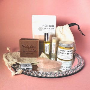 Pink Birthday Gift Box Self Care Package For Her With Personalized Handwriting Gift Card