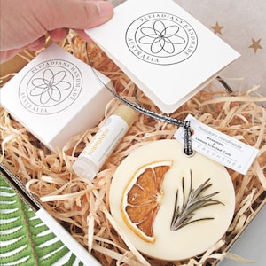 Self Care Package For Her Handmade Birthday Gift Box, Australian Organic Soap Bar, Lip Balm, Air Freshener, Handwriting Gift Card