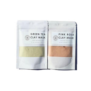 Facial Clay Mask Set, Green Tea Clay Mask, Pink Rose Clay Mask