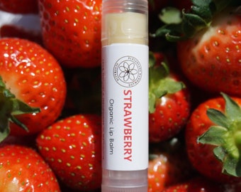 Strawberry Organic Natural Lip Balm For Dry Chapped Lips Care