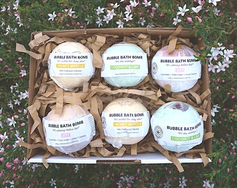 Bubble Bath Bomb Set For Spa And Relaxation Holiday, Oatmeal Honey Myrtle, Joy Lavender Clary Sage, Coconut and Lime
