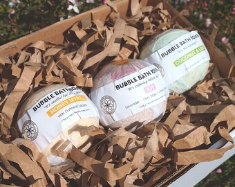 Bubble Bath Bomb Set For Spa And Relaxation Holiday, Oatmeal Honey Myrtle, Joy Lavender Clary Sage, Coconut and Lime