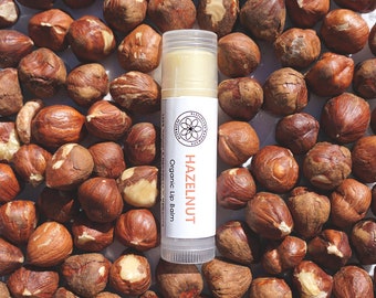 Hazelnut Organic Natural Lip Balm For Dry Chapped Lip Care Self Care With Beeswax Cocoa Butter Macadamia Oil