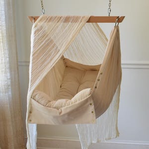 Adjustable Baby Swing, Indoor Outdoor Swing, Natural Organic, Toddler, Baby Hammock, Hammock Chair, Sensory Swing, Cream