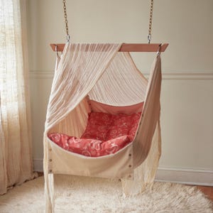 Adjustable Baby Swing, Indoor Outdoor Swing, Natural Organic, Toddler, Baby Hammock, Hammock Chair, Sensory Swing, Coral