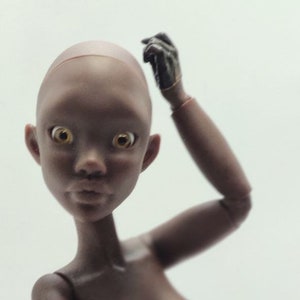 3d printed plus size  dark skin tone bjd doll with wig and gloves