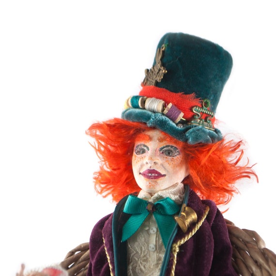 The Mad Hatter Doll Alice In Wonderland Doll Art Doll Clay Etsy