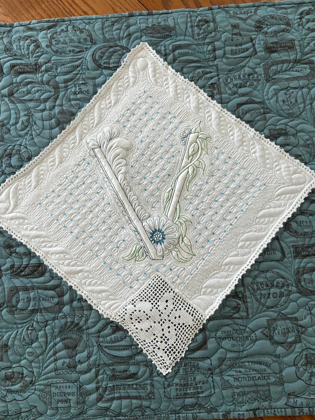 Quilted Monogram Quilt, Quilted Monogram