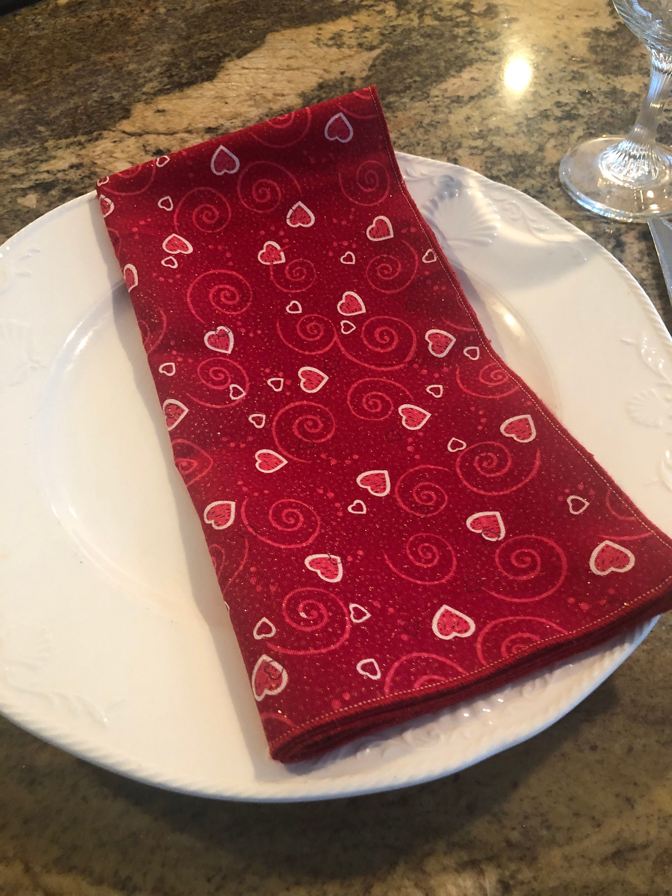 Valentines Day Table Napkins Etsy
