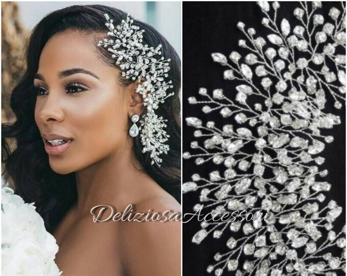 Wedding Headpiece CRYSTAL DREAM Bridal Side Hair Piece Diamond Hair Accessory Crystal Hair Vine