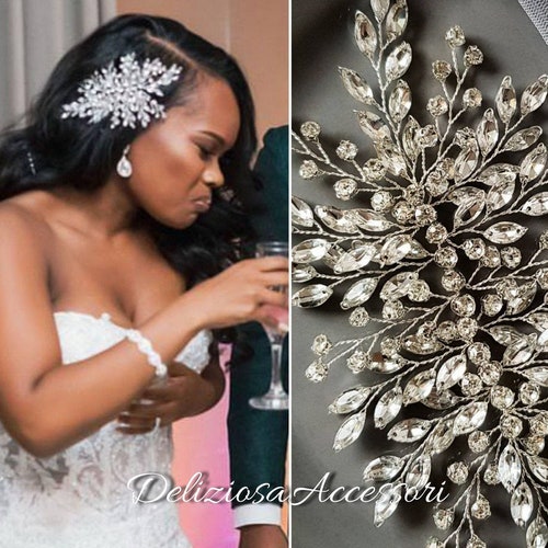 Crystal/diamante/rhinestone star flower hair comb slide Wedding/bridal/party UK 