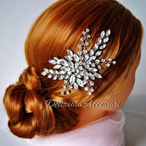 Wedding headpiece Crystal bridal side hair piece Diamond hair accessory Dainty hair brooch Bling hair jewelry Small rhinestone hair comb