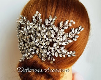 Sposa Gioiello Cristallo Diamante Pettine Per Capelli Clip Slide Fascinator con Parrucchino