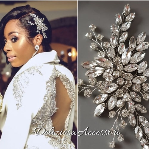 Bridal Wedding Flower Diamante Crystal Rhinestone Women Hair Comb Headpiece 
