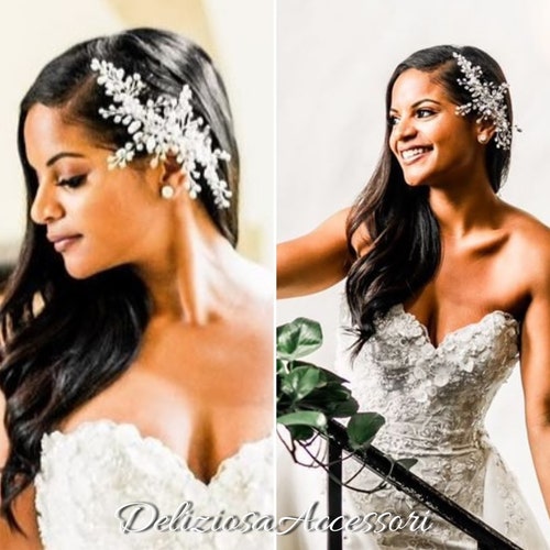 Large Side Bridal Headpiece Diamond Hair Piece Big Wedding - Etsy Large Side Bridal Headpiece Diamond Hair Piece Big Wedding - Etsy