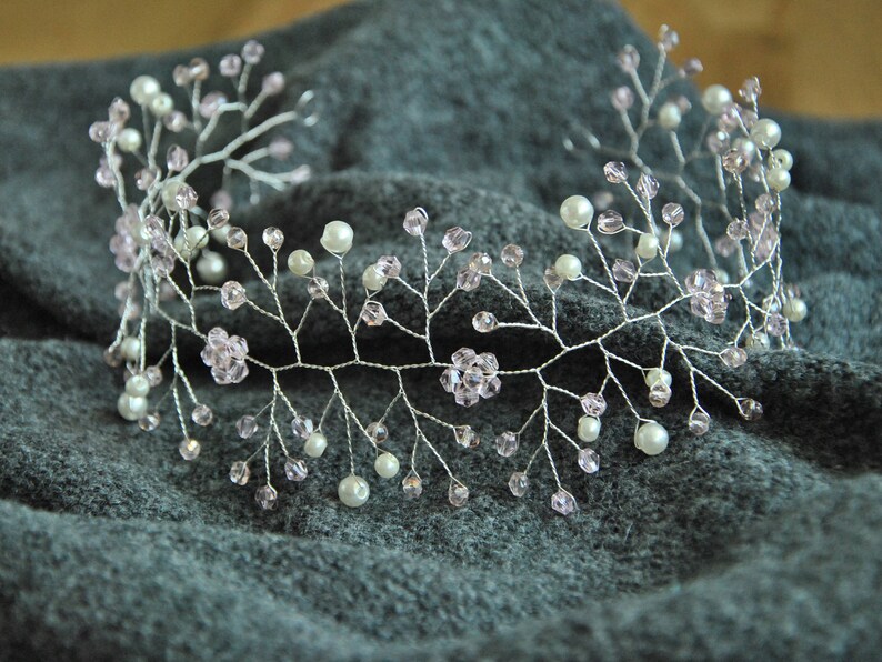 Bridal headpiece Wedding hair vine Babys breath hair piece Bridal hair piece Crystal hair vine Wedding headband Pearl Headpiece Prom Halo