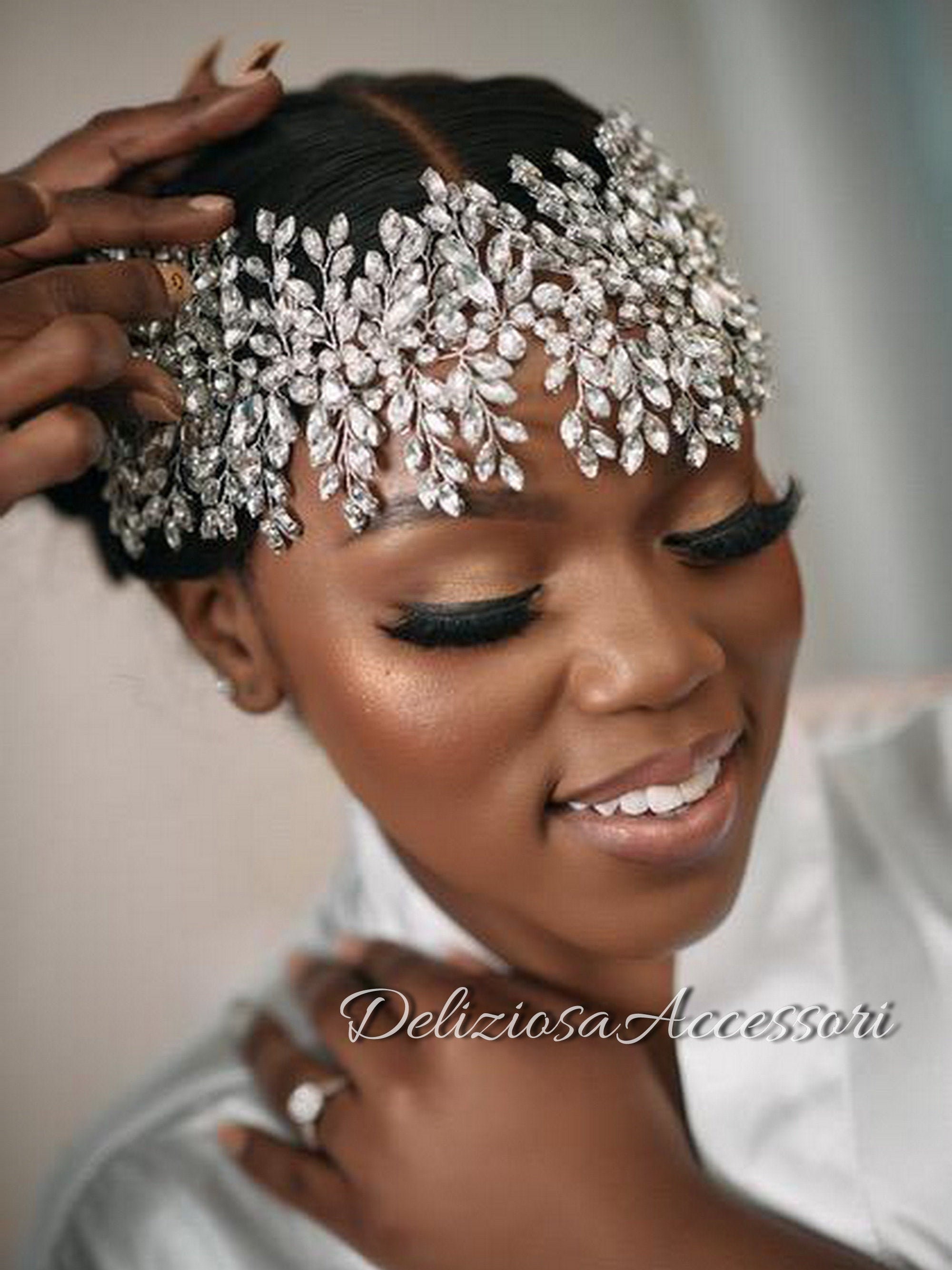 Headbands Crystal Beads Silver Elegant Women Bride Wedding Bridal Hair Accessory 