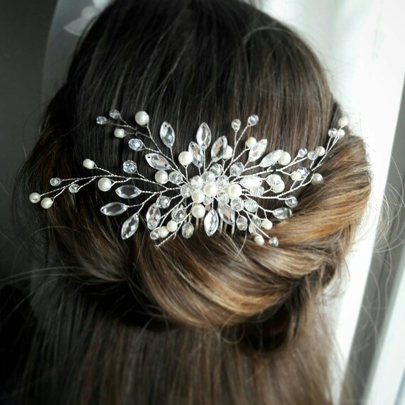 Wedding Back Hair Comb Bridal Side Brooch Babys Breath Etsy