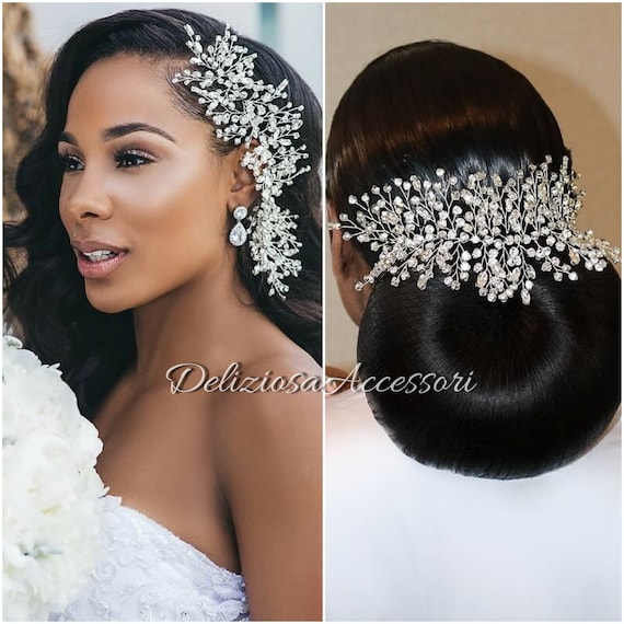 Large Wedding Headpiece Swarovski Diamond Bridal Side Hair - Etsy