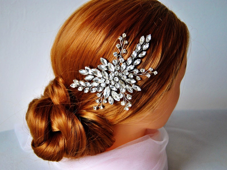 Crystal bridal side hair piece Diamond hair accessory Bling Etsy
