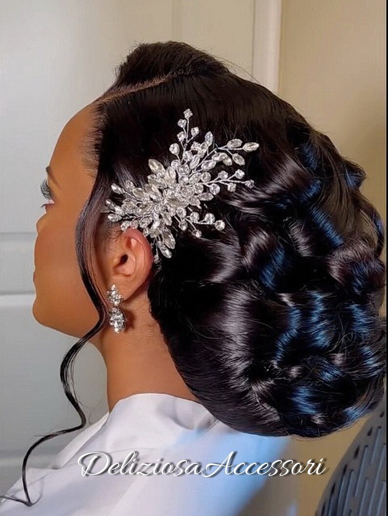 Bridal Hair Piece Wedding Side Hair Comb Diamond Headpiece Etsy