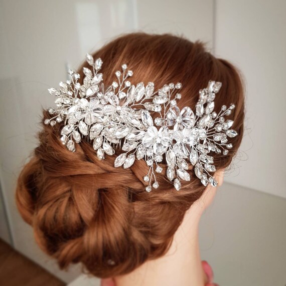 Perline per Capelli Halo DIAMANTE fiore Matrimonio Cristallo di vite per Capelli da Sposa Accessori