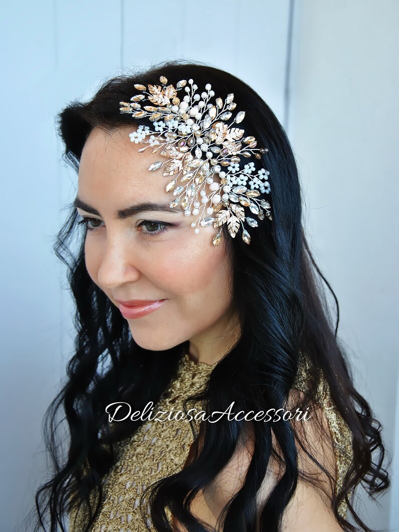 champagne wedding headpiece