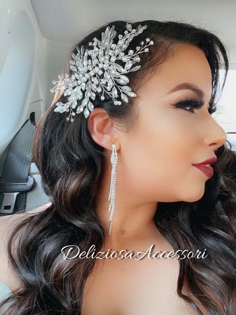 Bridal Hair Piece Crystal Wedding Hair Accessory Diamond Side Etsy