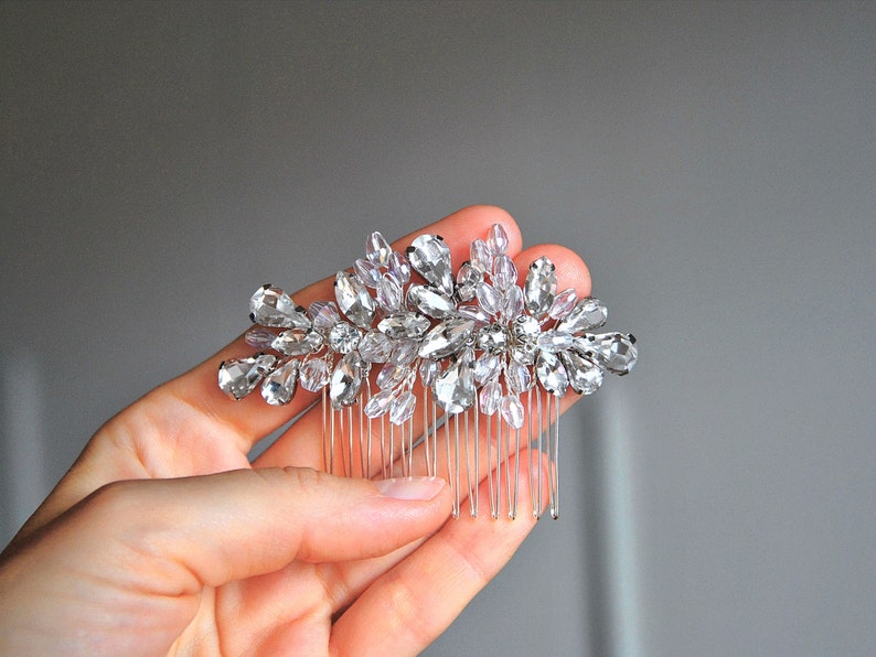 Small bridal diamond hair comb Wedding hair accessory Etsy