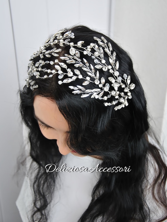 Kristall Haar Kamm Diamant Hochzeit Kopfbedeckung Silber Brautkleid Zubehör 