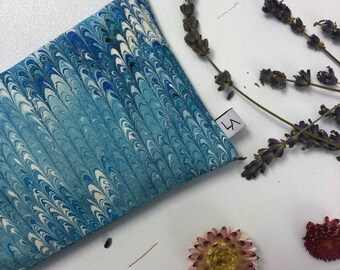 Eye pillow, hand-marbled in blue, with lavender and linseed, to be placed on the eyes for yoga, meditation and relaxation
