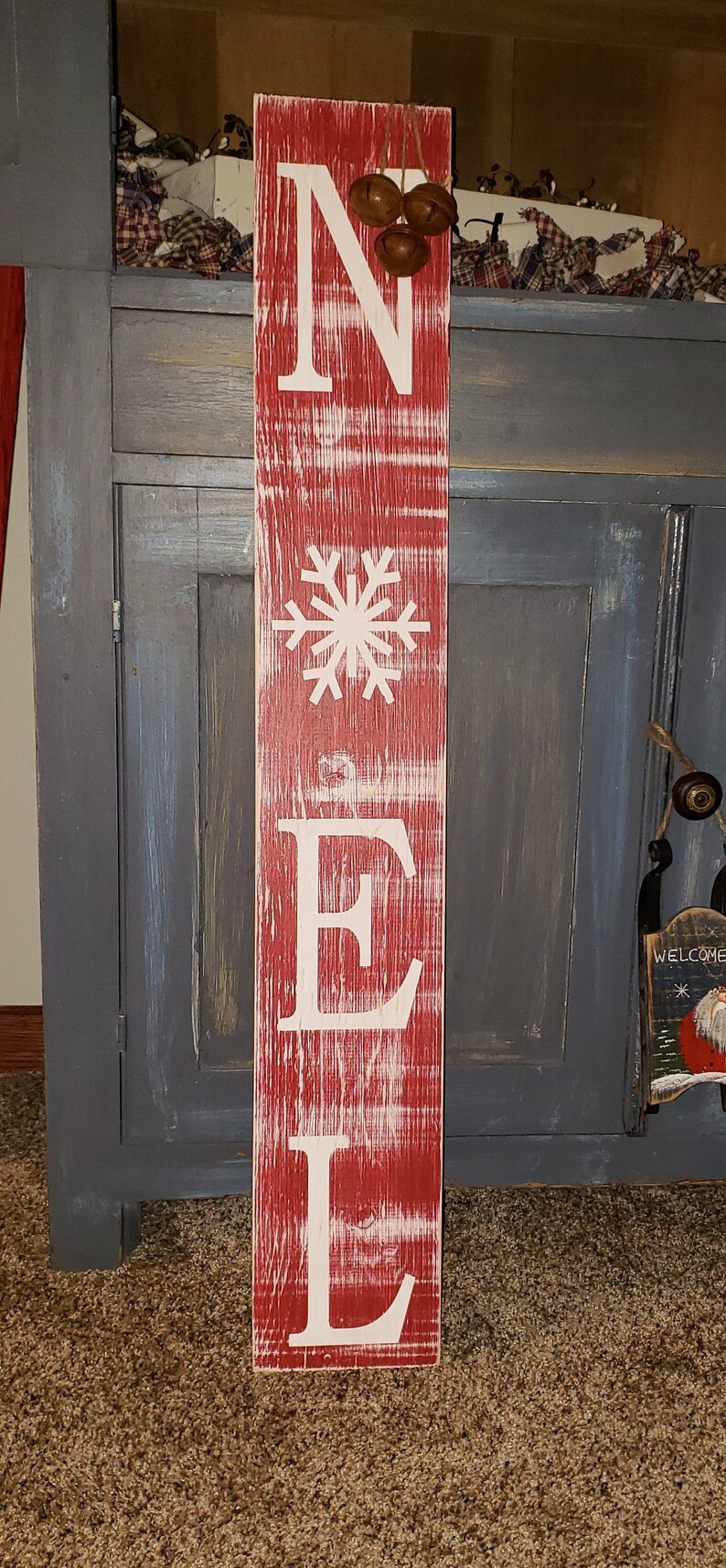 BRAND NEW Primitive Rustic Vertical NOEL Sign with Rustic ...