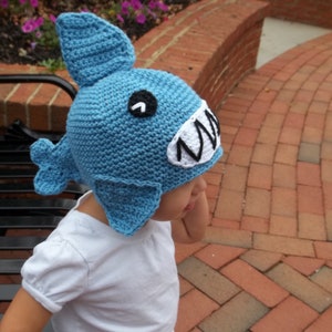 Jaws Shark Hat Crochet Pattern, Sizes Newborn-10 Years