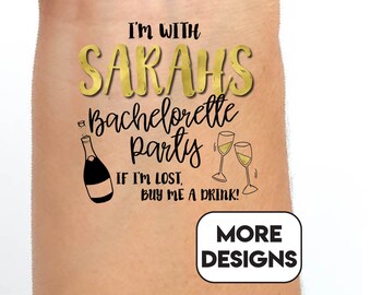 Bachelorette Tattoos | bachelorette Party tattoos, favors, decorations, bridesmaid gift, bride tribe, gold temporary tattoo, hen custom