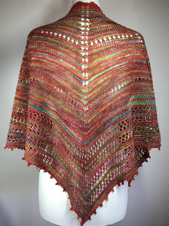 Hand knit shawl multicolored shawl lightweight shawl lacy Etsy