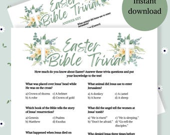 Trivia bíblica / Juegos de Pascua / Trivia de Pascua / La historia de Pascua / Juego de trivia / Semana Santa imprimible / Juegos cristianos / Juego religioso de Pascua