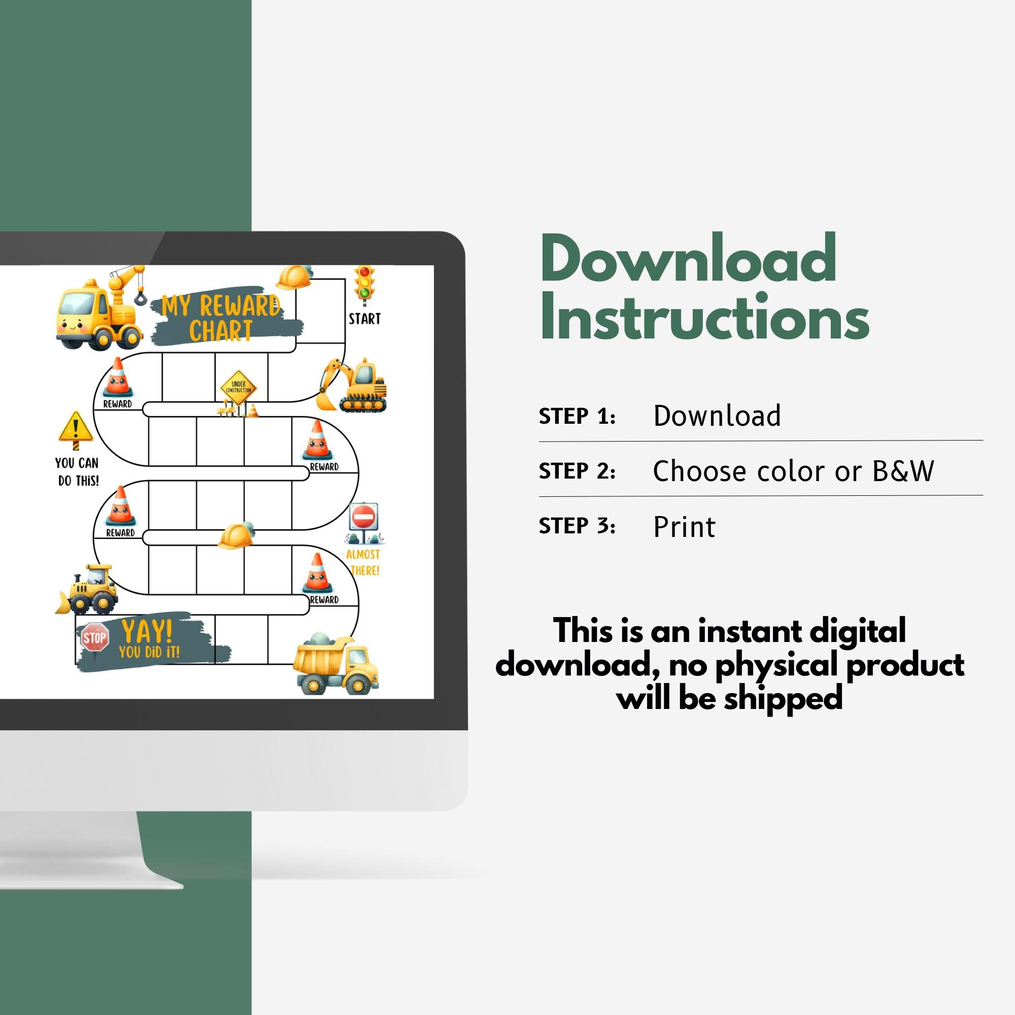 Printable Behavior Chart | Potty Training | Construction Kids Reward ...