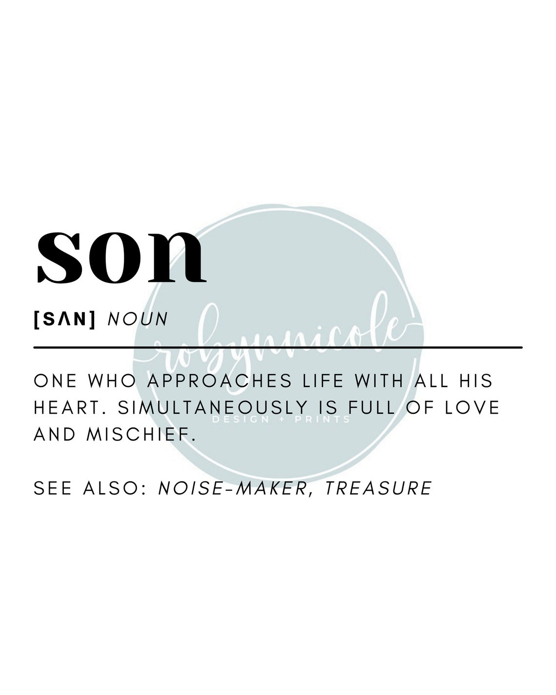 Son Definition Son Printable 8x10 ONLY Boy Gift Idea Etsy
