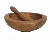 Antique Primitive Wooden Mortar and Pestle, Vintage Wood Mortar and Pestle, Vintage Primitive Wooden Mortar and Pestle