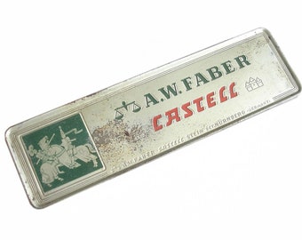 Vintage German FABER CASTELL Pencil Tin Case 1950s