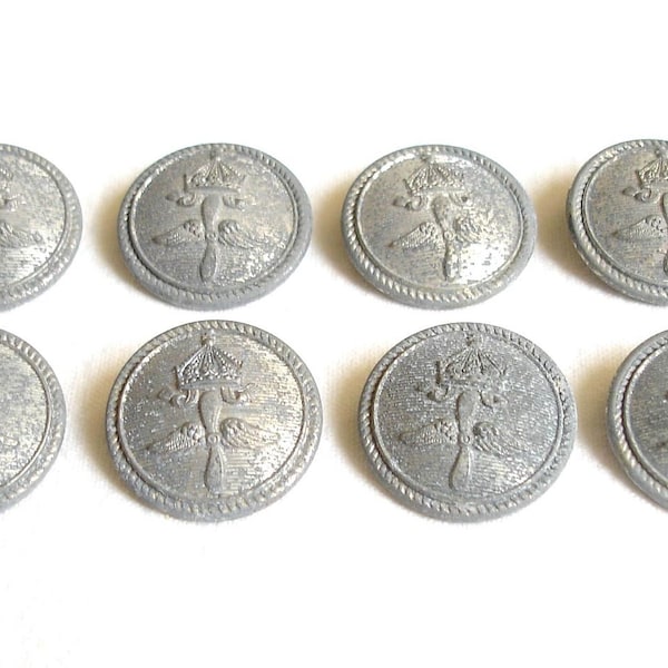 WW2 Bulgarian Air Force Major Uniform Buttons Silver Plated, Set of 8 Major Tunic Buttons Rare!!!