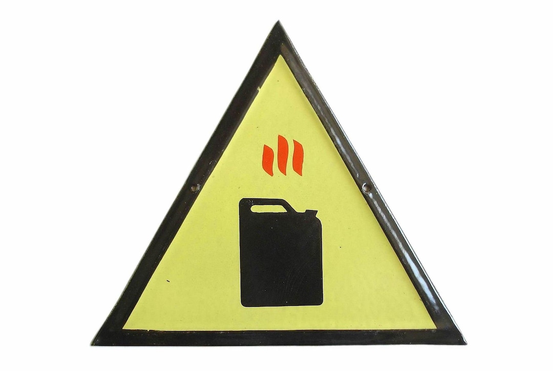 Vintage Tin Porcelain Enamel Sign 1970s Fire Hazard Flammable Etsy