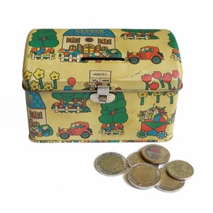 Caja fuerte para casillero de monedas para niños, caja de almacenamiento  pequeña con combinación de un dígito y llave, mini alcancía con caja de