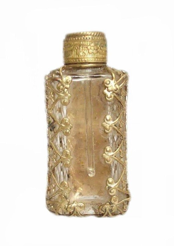 Vintage Czech Perfume Glass Bottle with Decoratio… - image 5