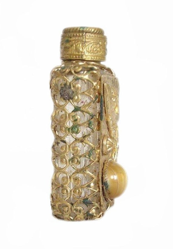 Vintage Czech Perfume Glass Bottle with Decoratio… - image 4